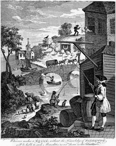 Satire on False Perspective. William Hogarth (1754).
