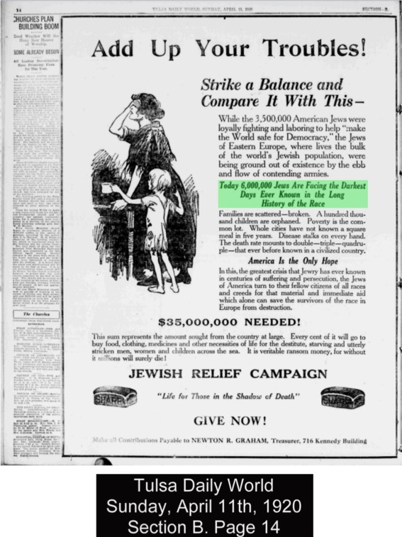1920 Jewish relief campaign statement