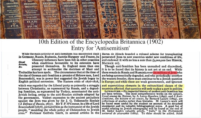 Entry on anti-Semitism of the tenth edition of the Encyclopedia Britannica