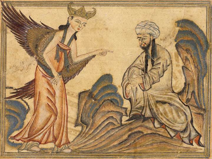 Mohammed receiving his first revelation from the angel Gabriel